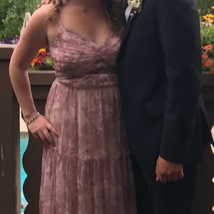 adrianna papell printed ruched chiffon gown